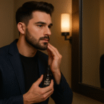 Pria stylish menggunakan produk Folti Baffi dengan gaya elegan dan percaya diri